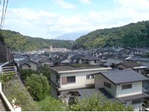 原良町(正面奥は桜島)